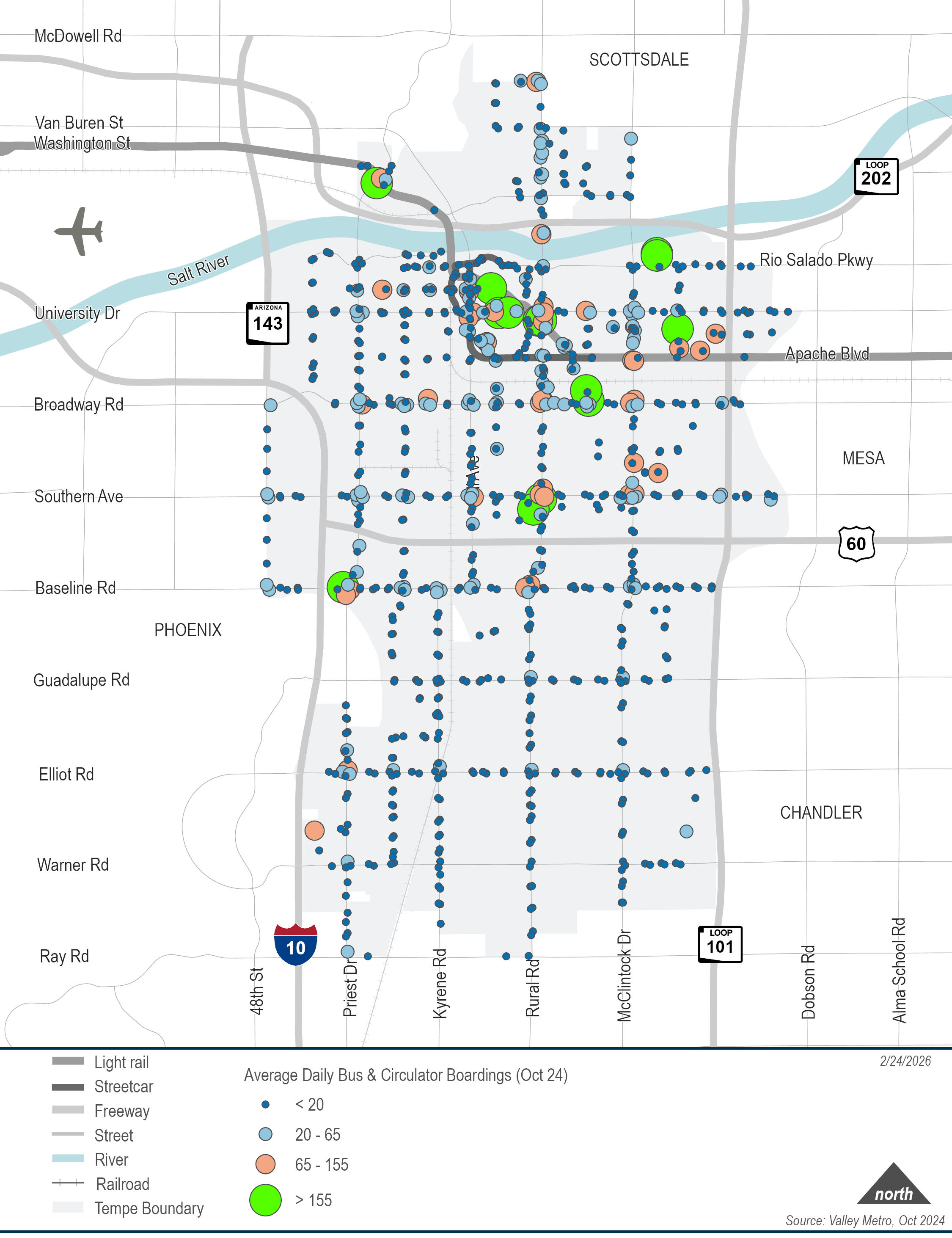Daily Bus and Circulator Boardings Map