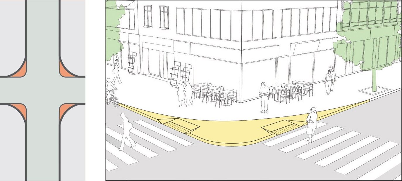 Example of reducing curb radii
